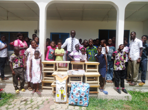 Children receiving donated items